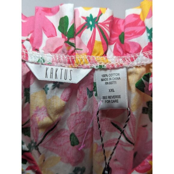 Kaktus Women's Floral Spring Colored Short Sleeve Blouse Size XXL - Picture 8 of 13